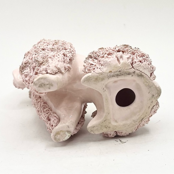 Vintage Mid Century Pink Spaghetti Ceramic Dog Poodle Figurine 4.5” Height - Picture 5 of 7
